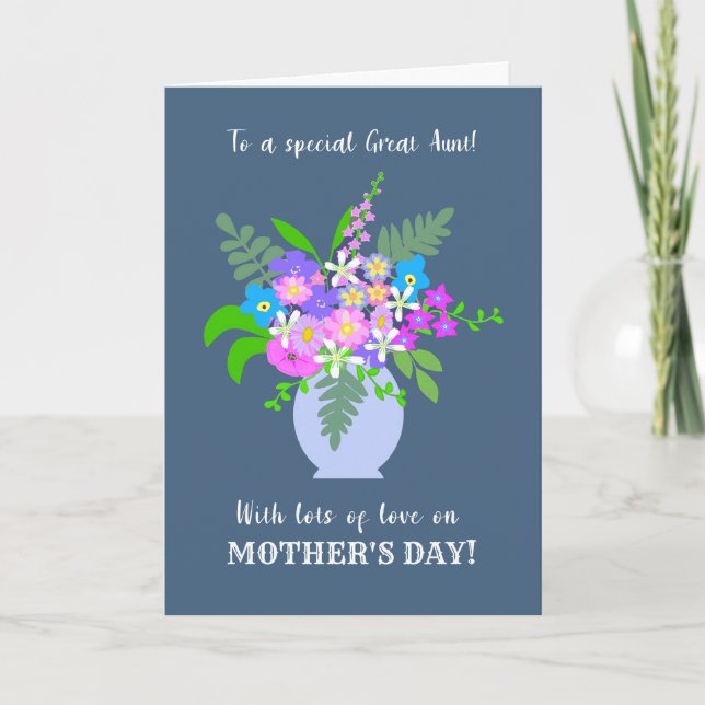 Mothers Day For Great Aunt Vase of Flowers Card (Front)