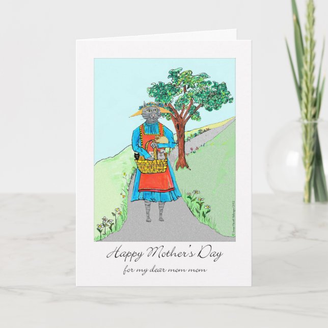 Mother's Day for Mom Mom with Basket of Kittens Card (Front)