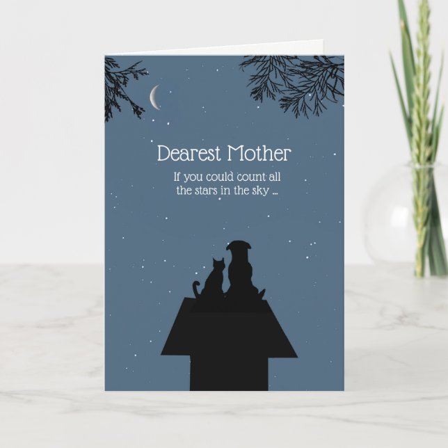 Mothers Day for Mom Mother Cute Dog and Stars Card (Front)