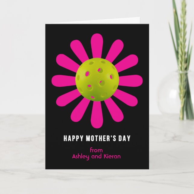 Mother's Day for Pickleball Mom,  black Card (Front)