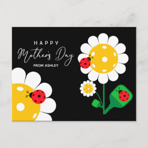 Mother's Day for Pickleball Mom, black Postcard