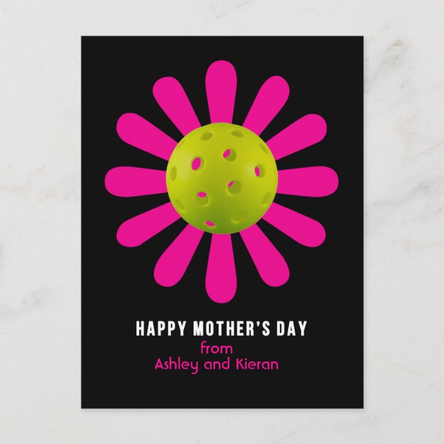 Mother's Day for Pickleball Mom,  black Postcard (Front)