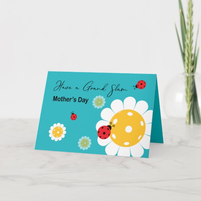 Mother's Day for Pickleball Mom, turquoise Card (Front)