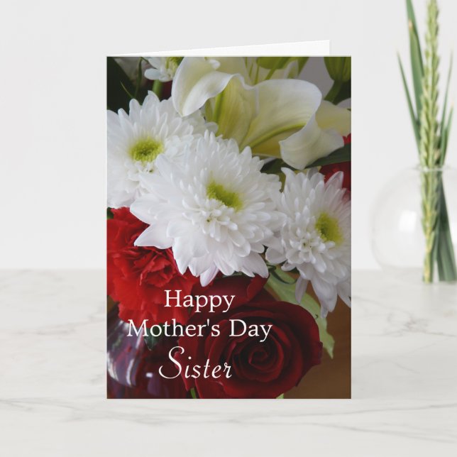 Mother's Day for Sister-Pretty Floral Bouquet Card (Front)