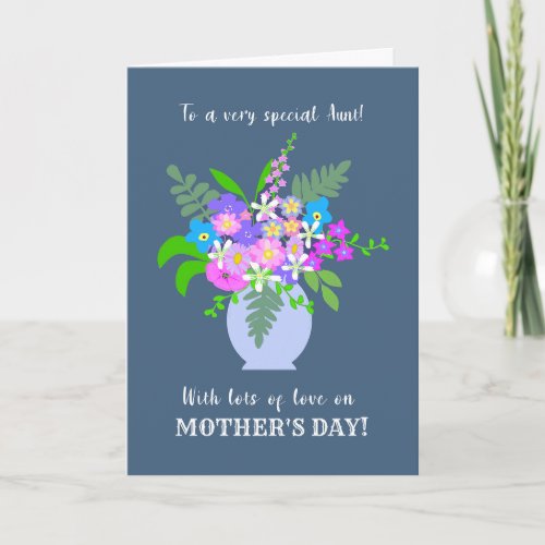 Mothers Day For Special Aunt Vase of Flowers Card