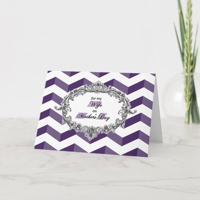 Mother's Day for Wife Chevrons with Antique Frame Card (Front)