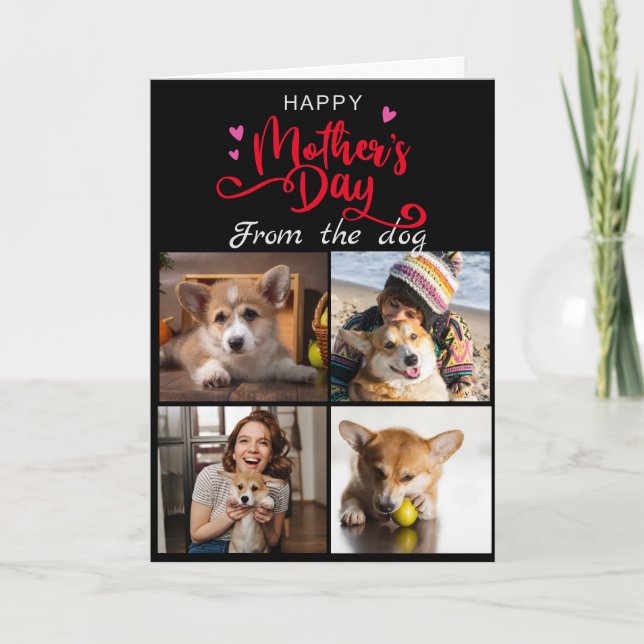 Mother's Day..Four photo custom collage Corgi card (Front)