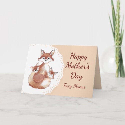 Mothers Day Foxy Mama Fun Fox and Cubs Animal Card