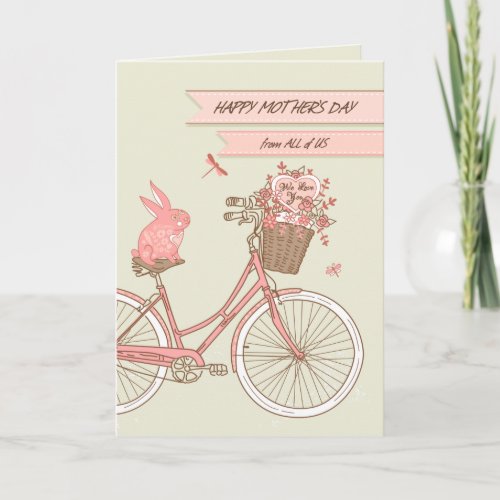 Mothers Day from All of Us Retro Bicycle Flowers Card
