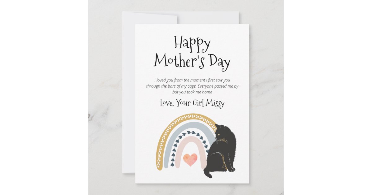 Happy Mother's Day Mom Cute Cat in Flower Hat Holiday Card | Zazzle