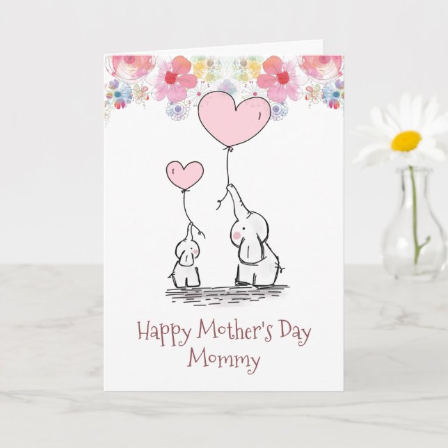 Mothers Day From Elephant Mom & Baby Card (Small Plant)