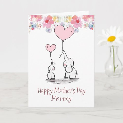 Mothers Day From Elephant Mom  Baby Card