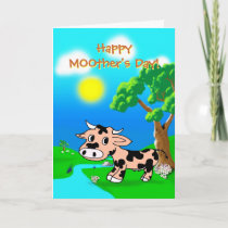 Mothers Day from Pink Princes with cow and whale Holiday Card