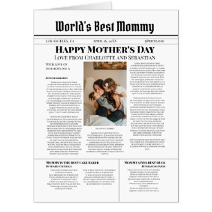 Mothers Day Front Page News Story Personalized Card