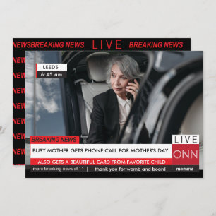 Mothers Day Funny Breaking TV News Spectacular Fab Invitation