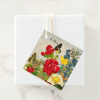 Mother's Day Garden Carnations Roses Butterflies Favor Tags
