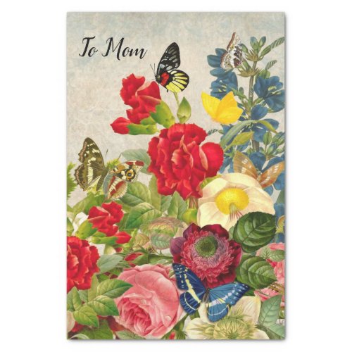 Mothers Day Garden Carnations Roses Butterflies Tissue Paper