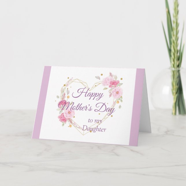 Mother's Day Garden Daughter Flowers Heart Card (Front)