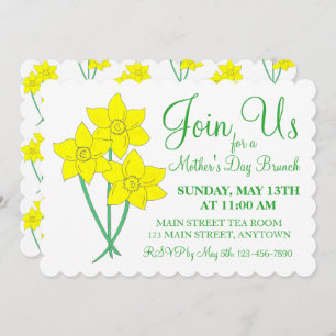 Mother's Day Garden Party Brunch Daffodil Flowers Invitation