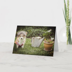 Mother's Day Gardening Corgi greeting card