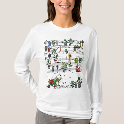 Mothers Day Gardening Tools Music Note Staves T_Shirt