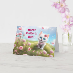 Mothers Day General with Cute White Kitten Card