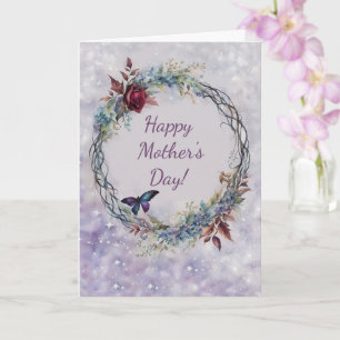 Mothers Day General with Pretty Wreath Butterfly  Card