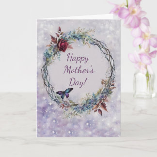 Mothers Day General with Pretty Wreath Butterfly Card