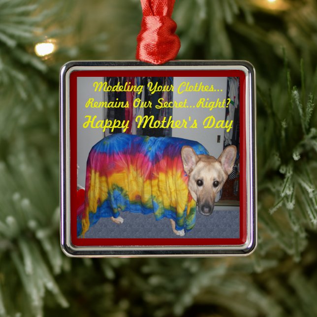 Mothers Day German Shepherd Dog Modeling Clothes Metal Ornament (Tree)