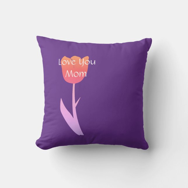 Mother's Day Gift 2022 Custom Text Purple Floral  Outdoor Pillow (Front)