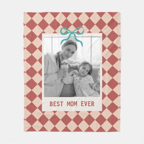 Mother's Day Gift Best Mom Custom Photo Diamond Fleece Blanket