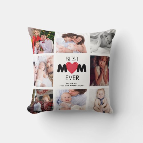 Mothers Day Gift  BEST MOM EVER Custom Photo  Throw Pillow