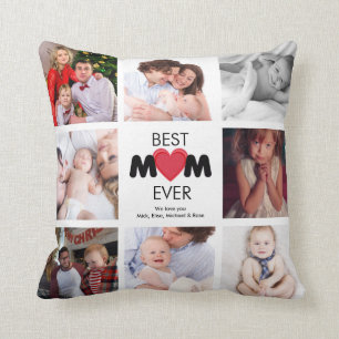 Mother's Day Gift BEST MOM EVER Custom Photo Throw Pillow