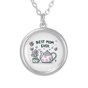 Mother's Day Gift   Best Mom Ever Silver Plated Necklace