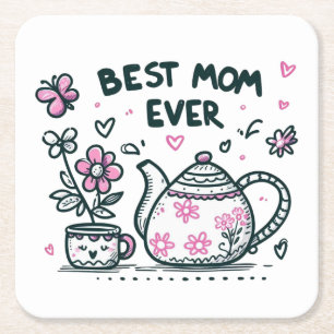 Mother's Day Gift Best Mom Ever Square Paper Coaster