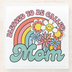Mother's Day Gift Blessed To Be Called Mom Glass Coaster