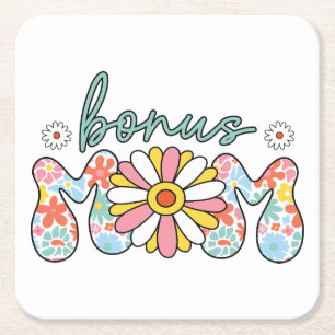 Mother's Day Gift Bonus Mom Square Paper Coaster