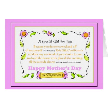 Mother's Day Gift Certificate Pink