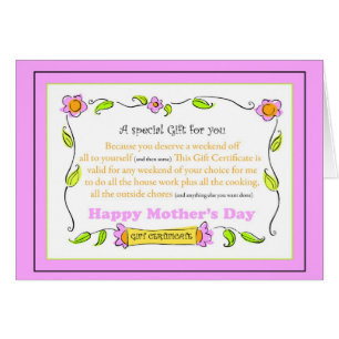 Mother's Day Gift Certificate Pink Cards