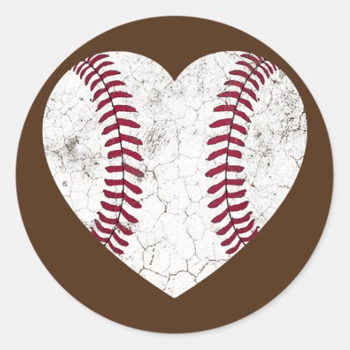 Mothers Day Gift Distressed Heart Baseball Heart Classic Round Sticker