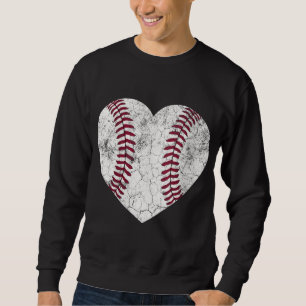 Mother's Day Gift Distressed Heart Baseball Heart  Sweatshirt