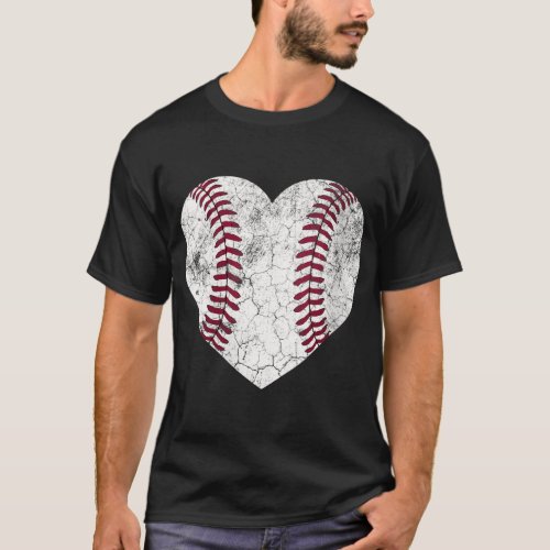 Mothers Day Gift Distressed Heart Baseball Heart  T_Shirt