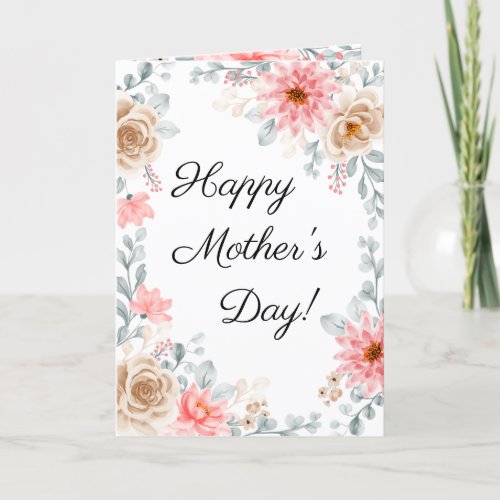 Mothers Day Gift Floral Photo Folded Holiday Card