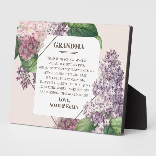 Mothers Day Gift Flowers Grandma from Grandkids Plaque