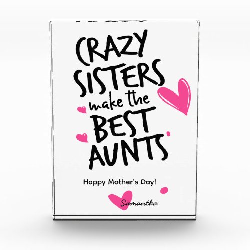Mothers Day Gift For Aunt Auntie Pink Hearts Photo Block