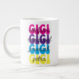 Mother's Day Gift Gigi Retro Kids Names Giant Coff Coffee Mug