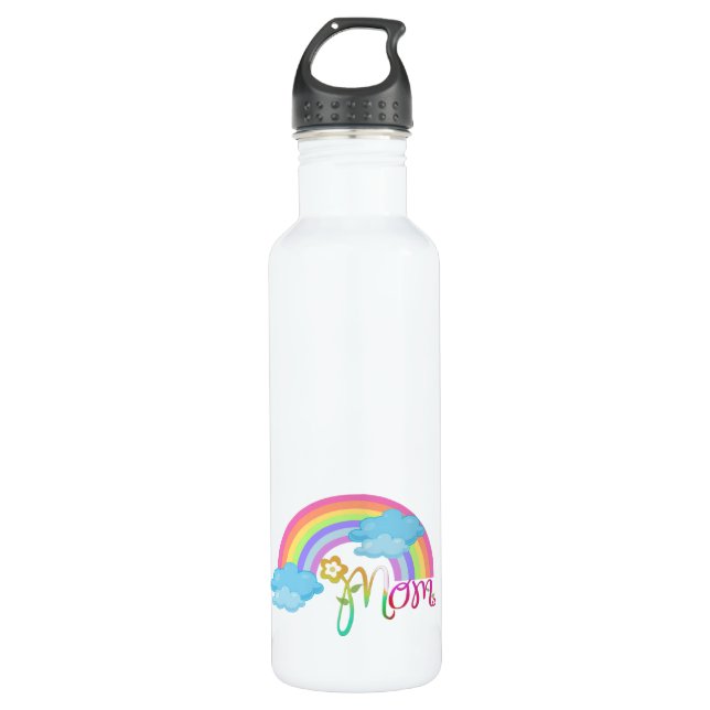 Mother's Day Gift Idea | Custom  Rainbow Mom Stainless Steel Water Bottle (Front)