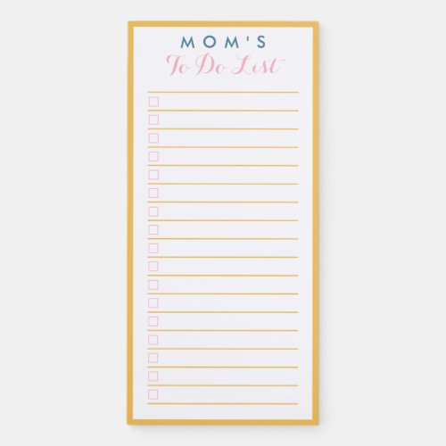 Mothers Day Gift List Minimalist Yellow Script Magnetic Notepad
