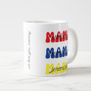 Mother's Day Gift Mamá Retro Kids Names Giant Coffee Mug