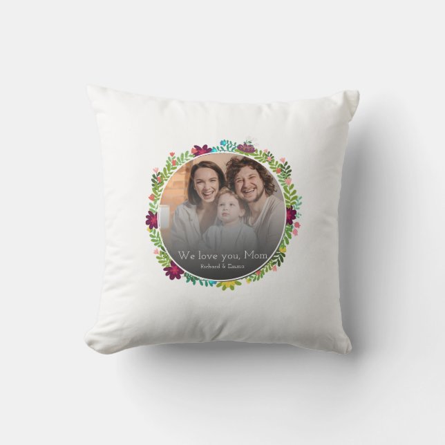 Mother's Day Gift Memorable Family Photo Best Mom  Throw Pillow (Front)